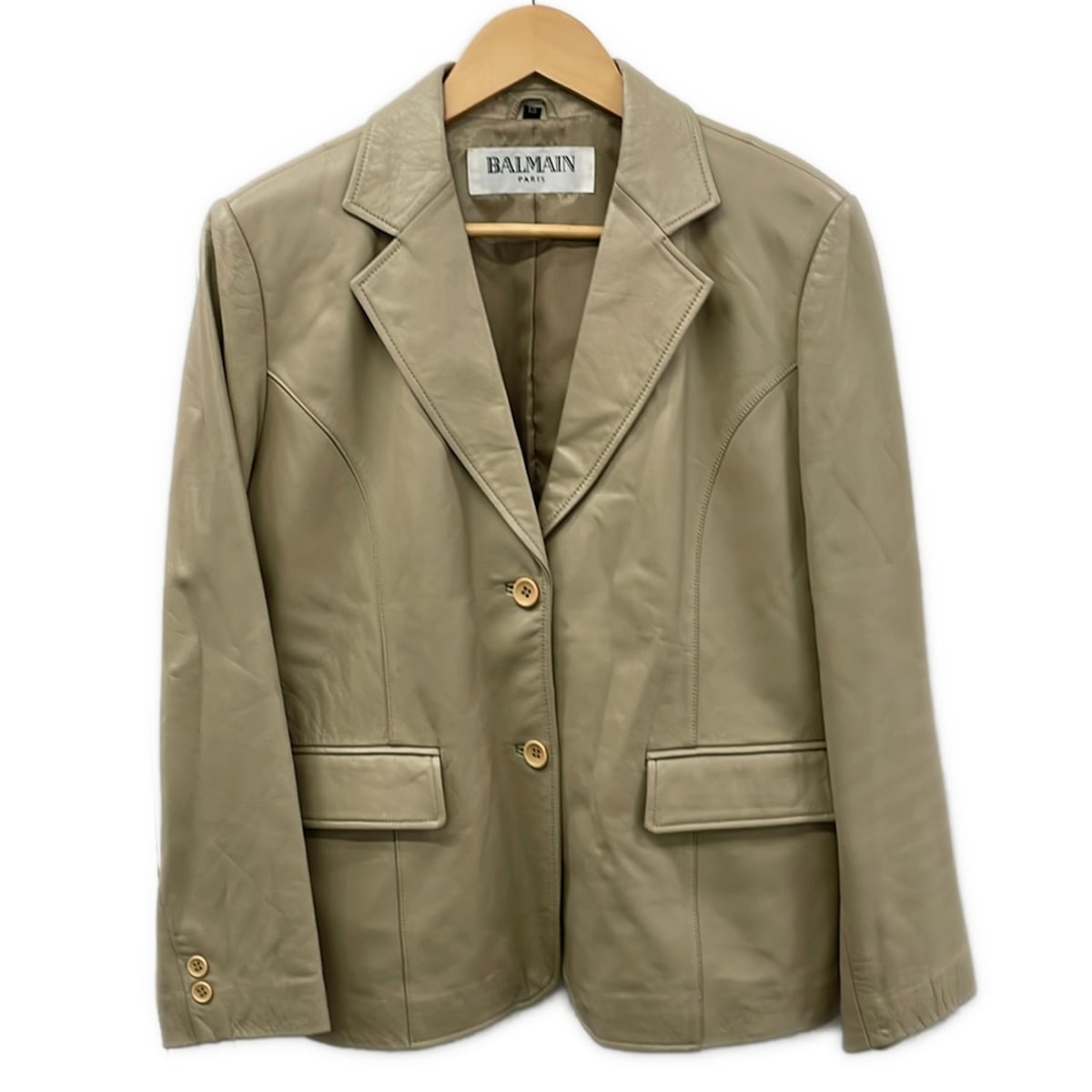 【中古】BALMAIN(バルマン) 上衣 長袖/なめし革/秋 ベージュ