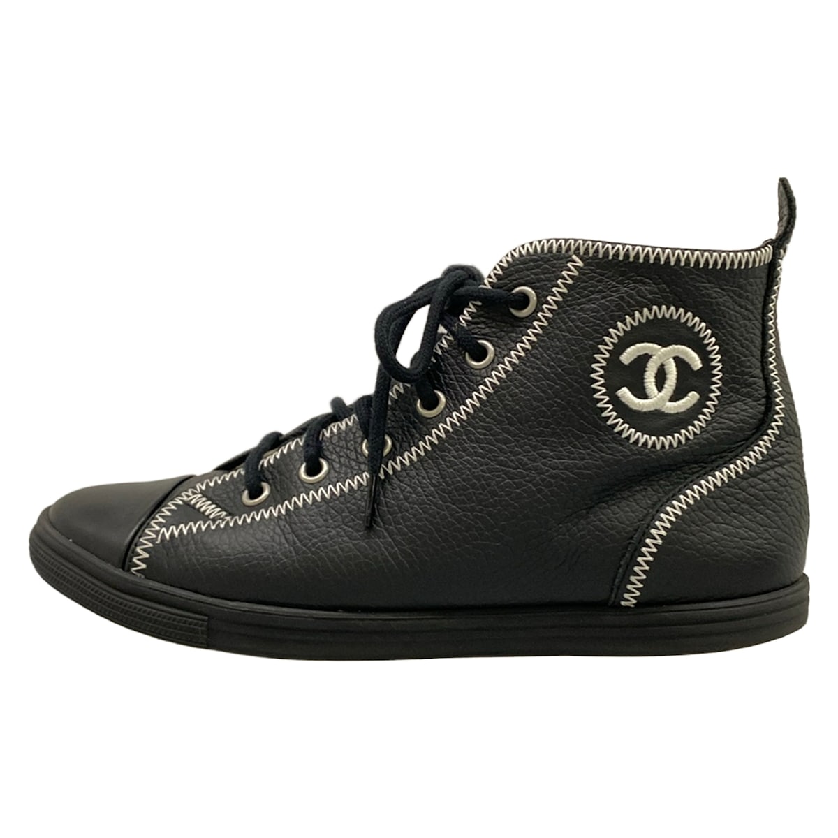 【中古】CHANEL(シャネル) スニーカー 御機嫌とり捨てる 黒 なめし革