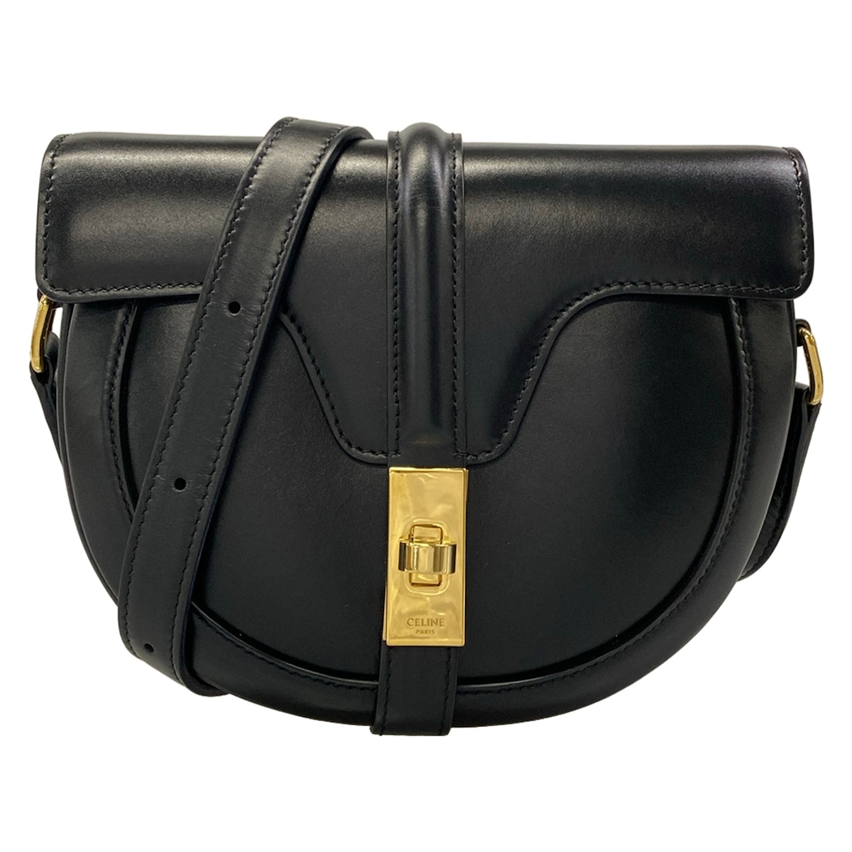 【中古】CELINE(セリーヌ) スモール ブザス 16(セーズ) ショルダーバッグ 黒 レザー|ブランディア 店