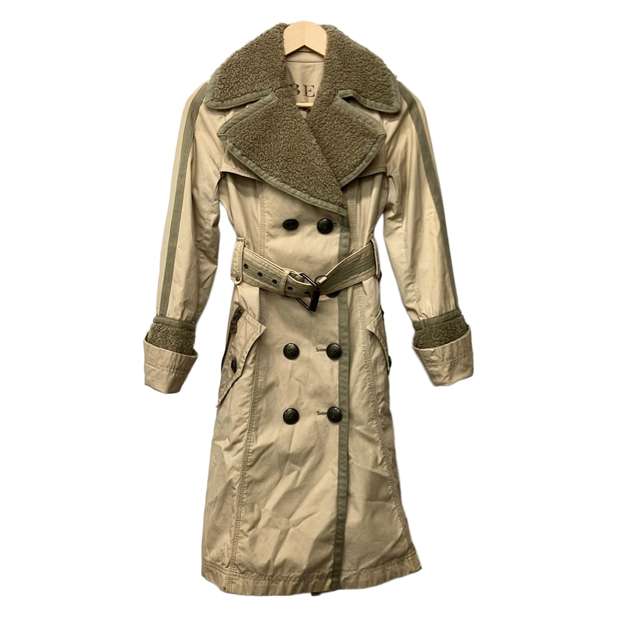 【中古】Burberry Blue Label(バーバリーブルーレーベル) トレンチコート 長袖/春/秋 ベージュ×薄墨色ベージュ