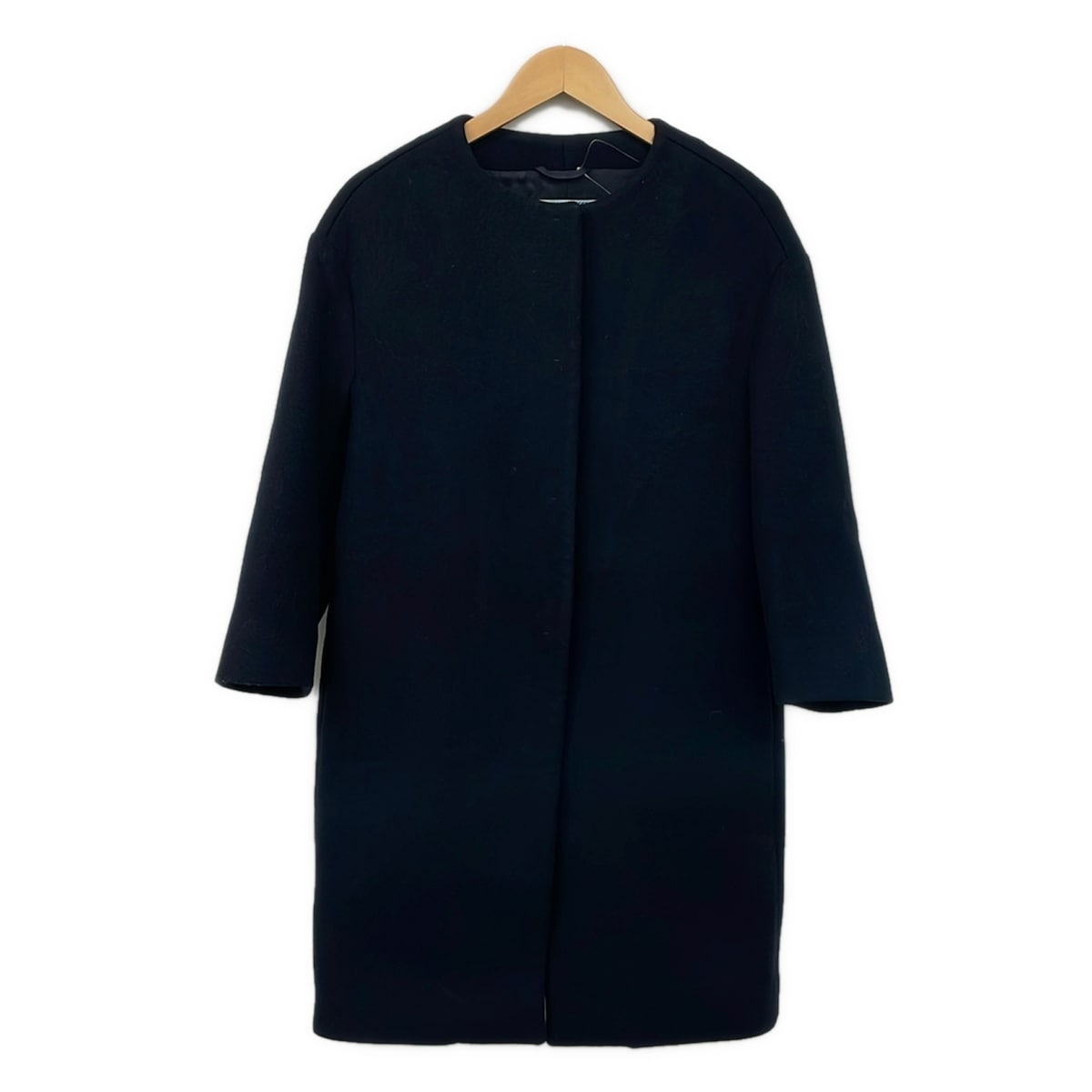 【新着】【中古】PRADA(プラダ) 厚地の外套 七分袖/否色つや/2018年/冬 ダークネイビー