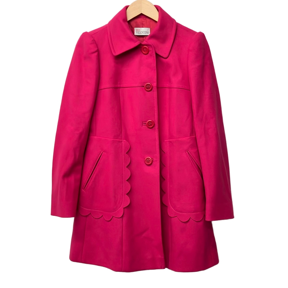 【中古】RED VALENTINO(レッドバレンチノ) 厚地の外套 長袖/肩パッド/秋/冬 サクラ色