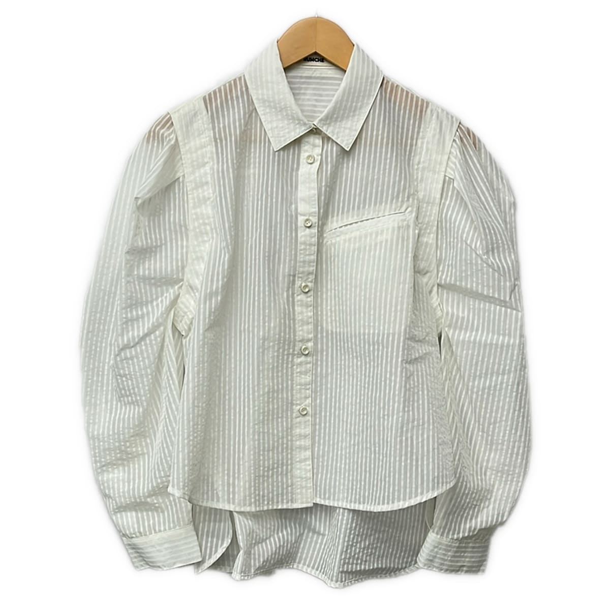 【中古】RUMCHE(ラムシェ) 長袖プルオーバートップ 縞模様/カクテルドレスルー せつ然たる×白