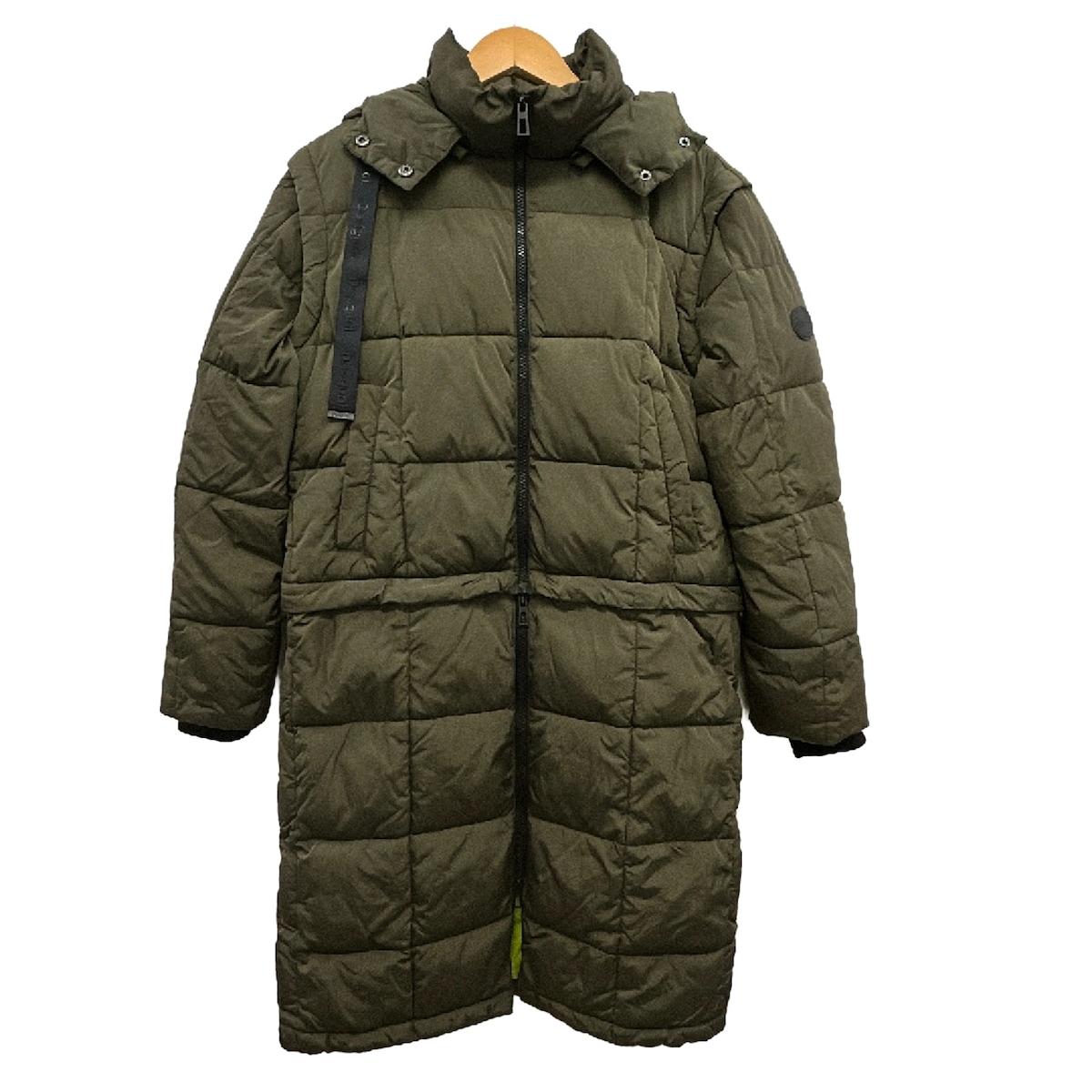 【中古】Desigual(デシグアル) 厚地の外套 長袖/ジップアップ/中綿/ボンネット着脱可/袖着脱可/冬 カーキ