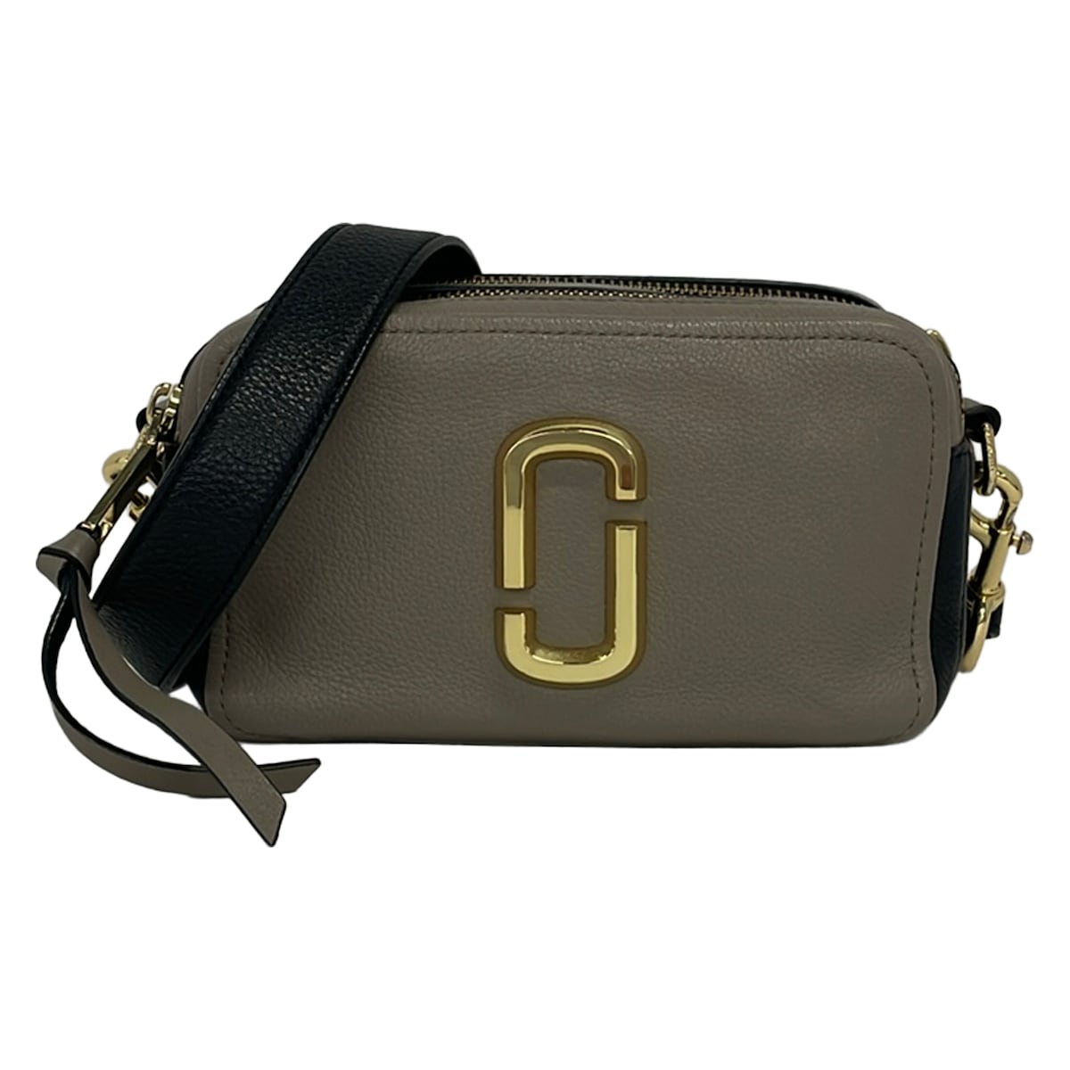【中古】MARC JACOBS(マークジェイコブス) ザ ホンブルグ帽打つこと 21 ショルダーバッグ 同盟罷業一回り着脱可 黒×薄墨色ベージュ なめし革