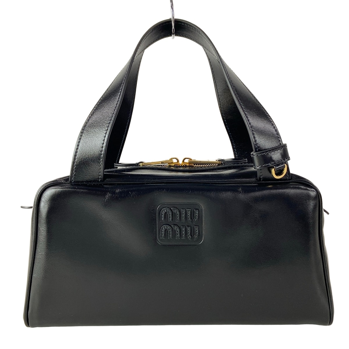 【中古】miumiu(ミュウミュウ) ハンドバック 黒 なめし革