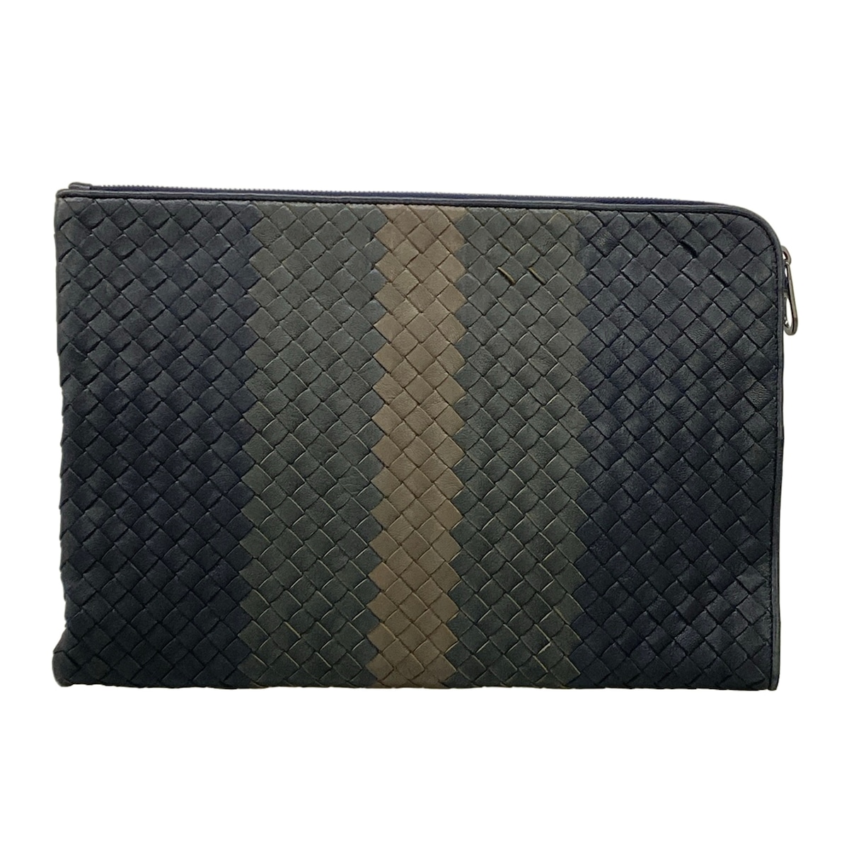 【中古】BOTTEGA VENETA(ボッテガヴェネタ) イントレチャート クラッチペダル御徒面子 黒×暗然たる薄墨色×点火装置赤銅色 なめし革