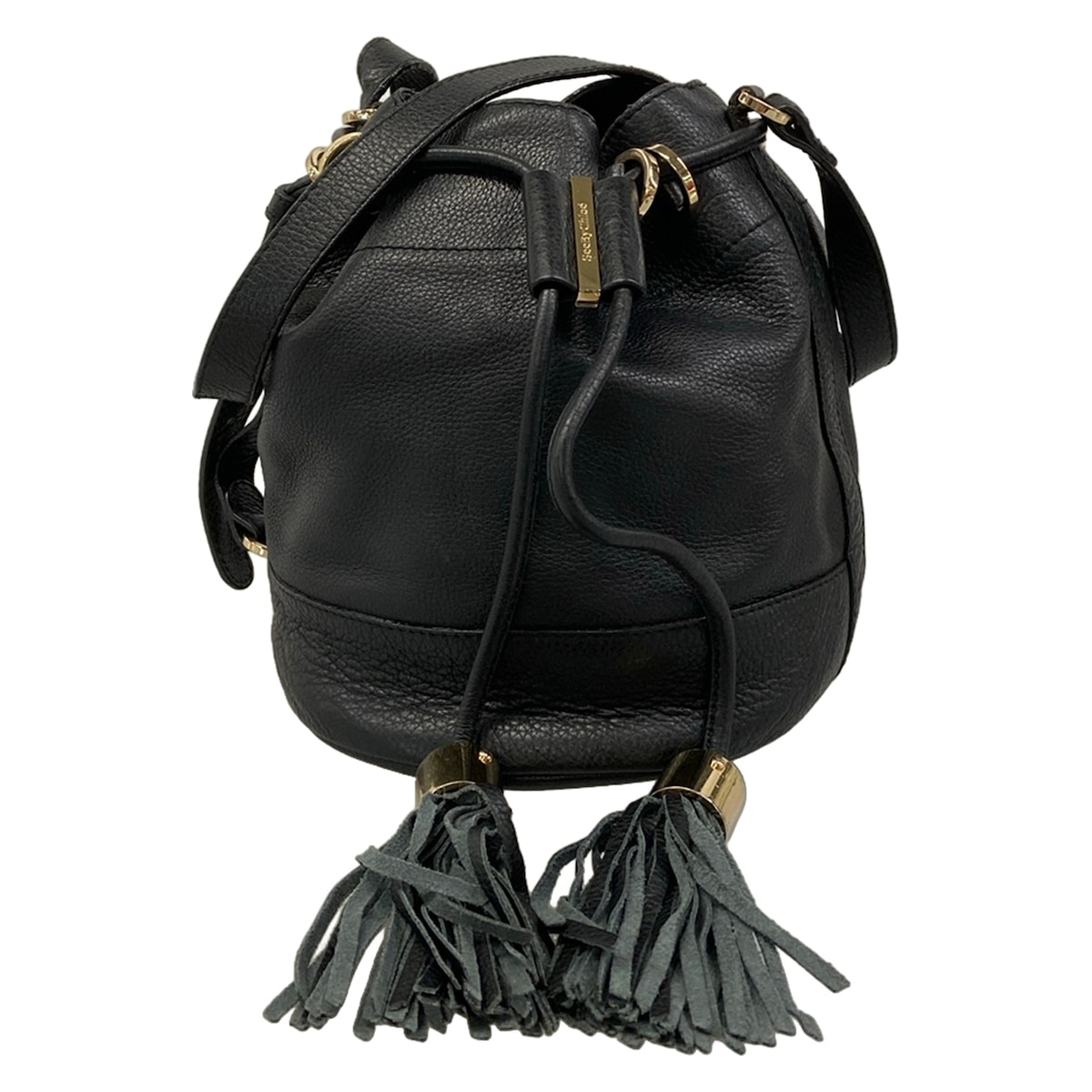 【中古】SEE BY CHLOE(シーバイクロエ) ショルダーバッグ タッセル/合切袋型 黒 なめし革