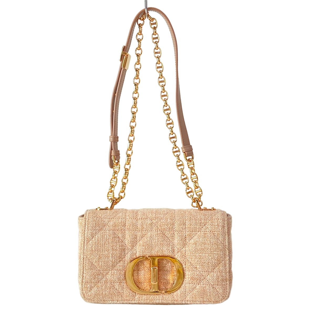 【新着】【中古】DIOR/ChristianDior(クリスチャンディオール/ディオール) ディオールカロスモールバッグ ショルダーバッグ サクラ色ゴールド金具/チェーン店肩部 点火装置サクラ色×サクラ色ベージュ なめし革