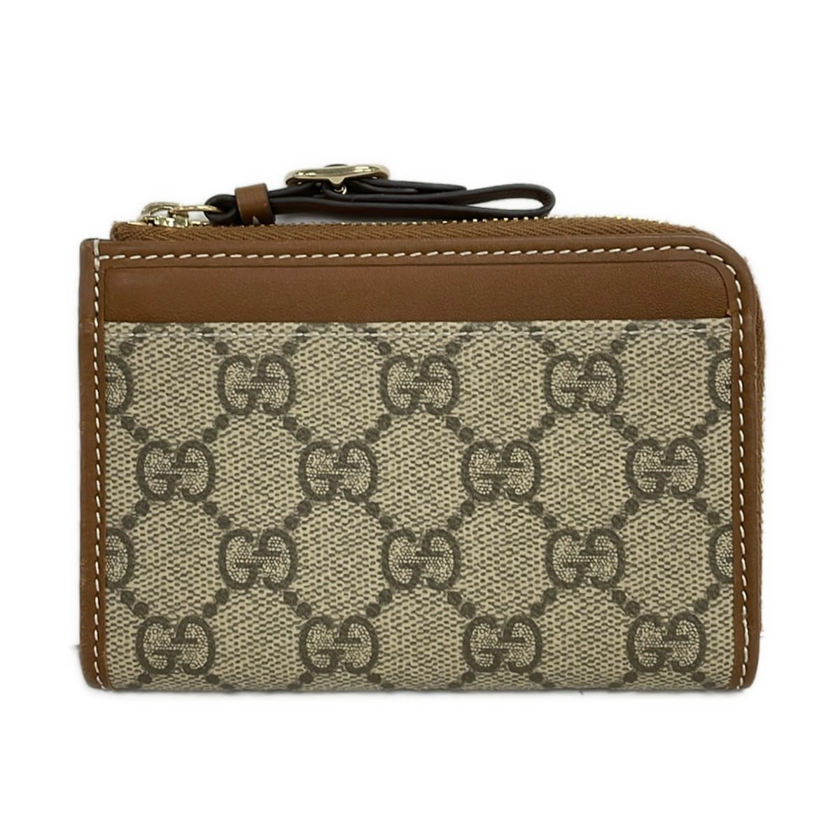 【中古】GUCCI(グッチ) GG象徴 ジップ 歌留多入れもの 歌留多入れもの L字チャック/コインケース付き添い人 薄墨色×うす暗い薄墨色×赤銅色 なめし革