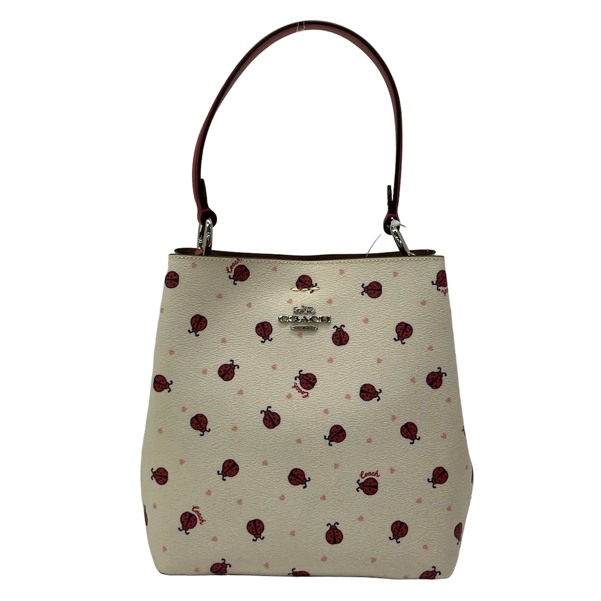 【新着】【中古】COACH(コーチ職) ハンドバック 白×赤いこと×マルチ なめし革