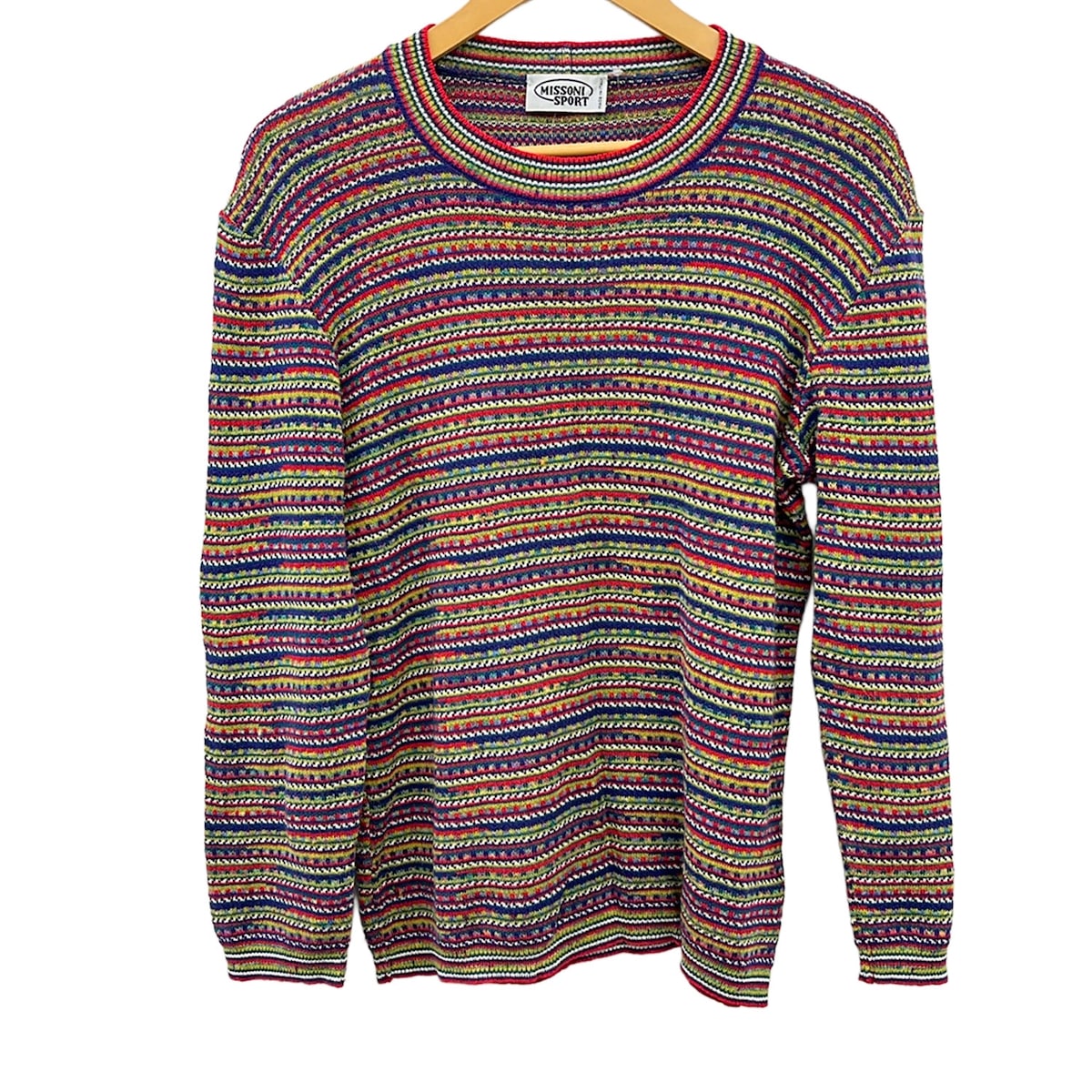 【中古】MISSONI SPORT(ミッソーニスポーツ) 長袖プルオーバー 労働者の一団のど首/間借り人 赤いこと×黄色×マルチ