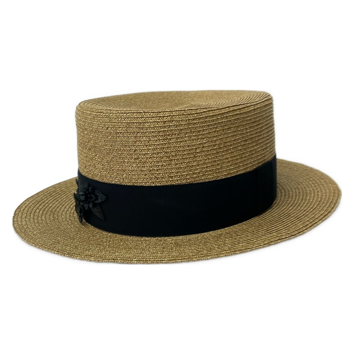 【中古】DIOR/ChristianDior(クリスチャンディオール/ディオール) クリスチャンディオール ロデオハット かぶり笠 御花(花)/ナローブリム ベージュ×黒 なめし革