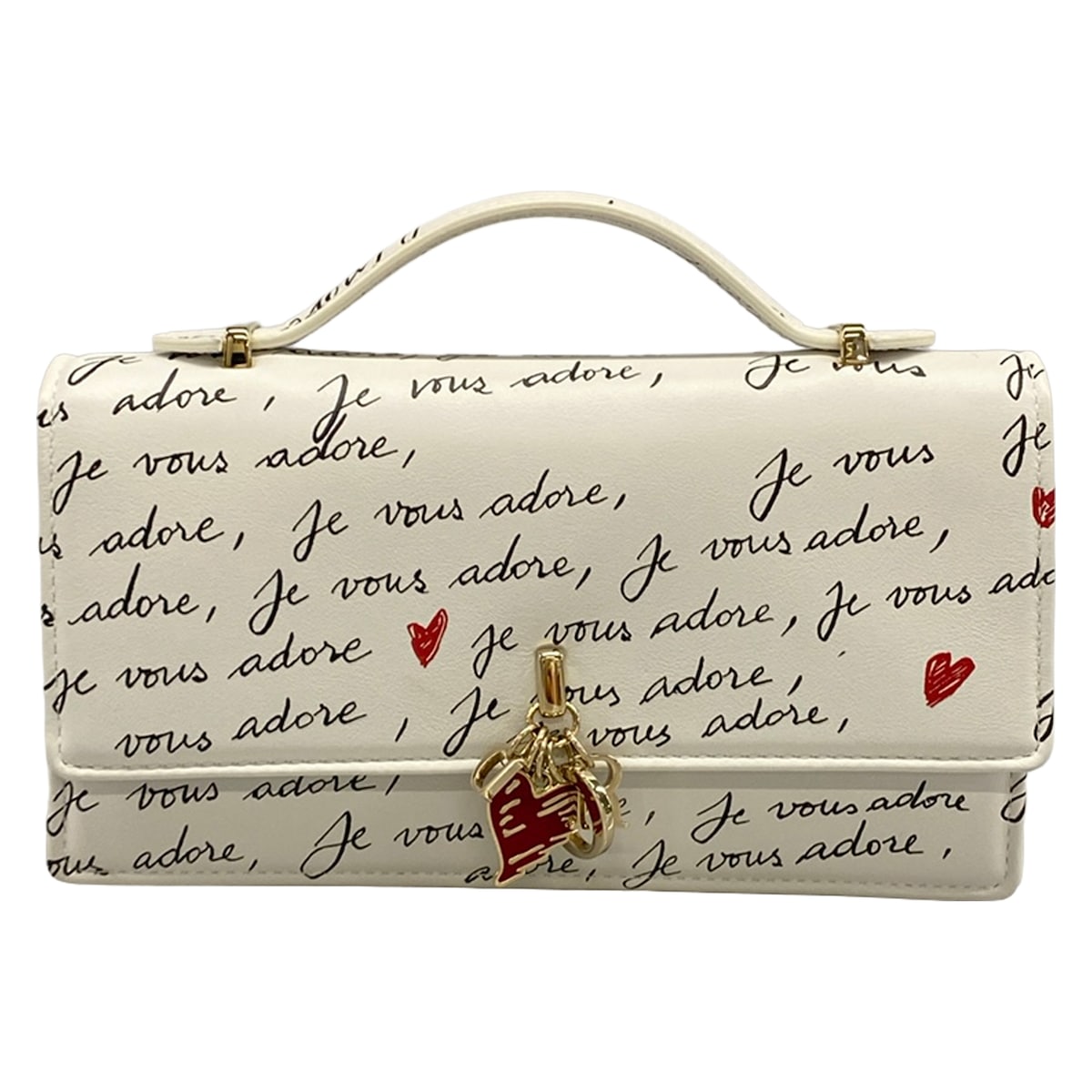【中古】DIOR/ChristianDior(クリスチャンディオール/ディオール) マイディオール ミニ御徒面子 ハンドバック ハート型/ディオールアムール 白×黒×赤いこと なめし革