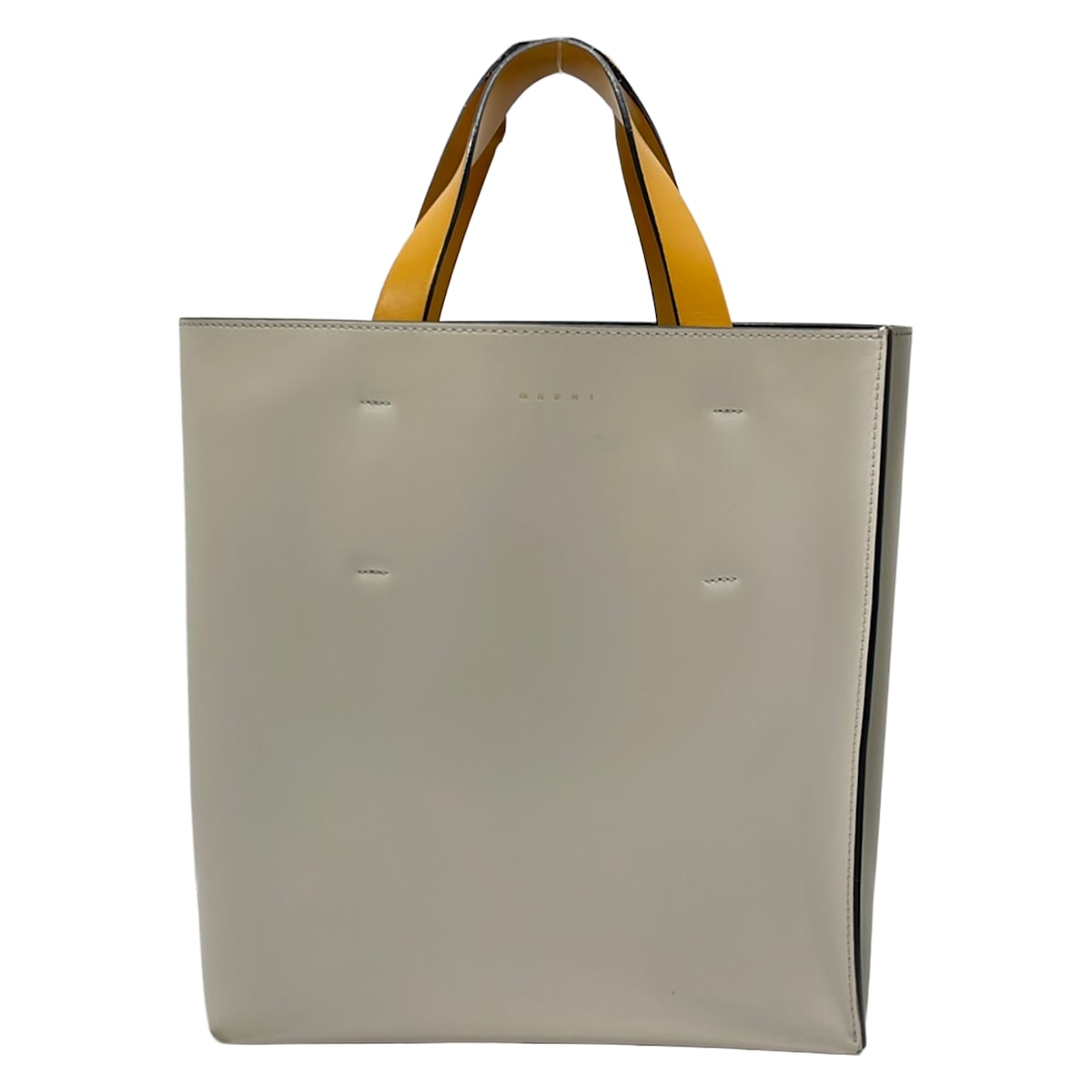 【中古】MARNI(マルニ) ミュゼオ トートバッグ 2way 薄墨色ベージュ×点火装置赤銅色×ベージュ なめし革