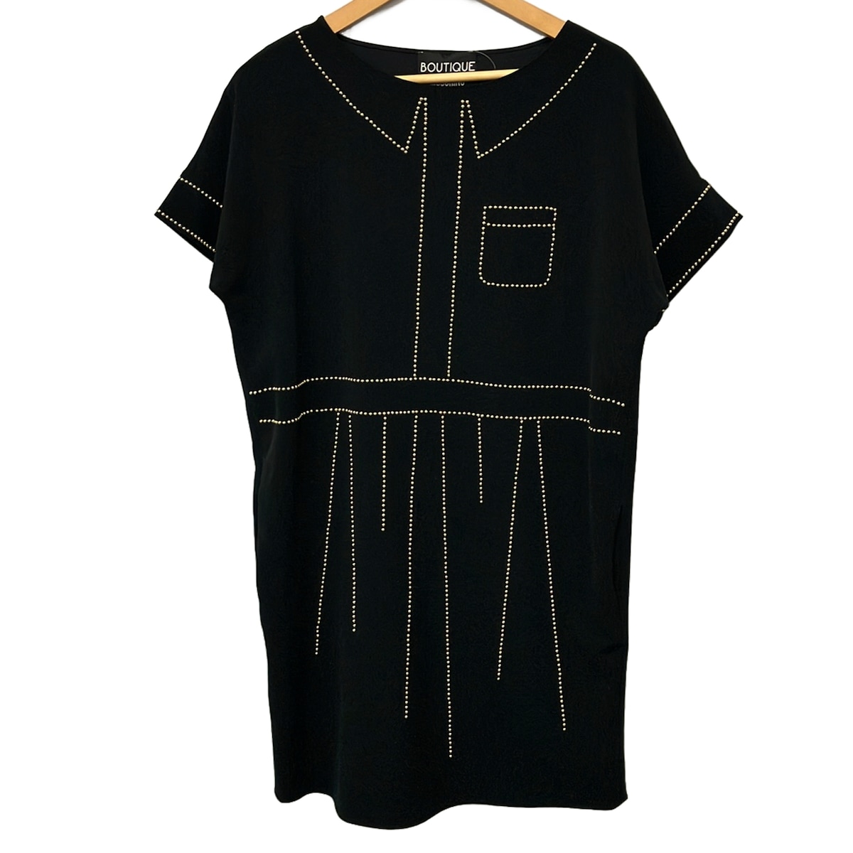 【中古】MOSCHINO(モスキーノ) 衣裳 半袖/ひざ丈/スタッズ 黒×ゴールド
