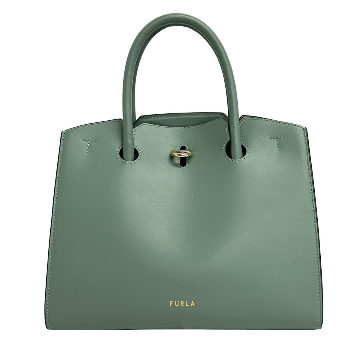 【中古】FURLA(フルラ) ジェネシ M トートバッグ ライトグリーン レザー｜ブランディア　店
