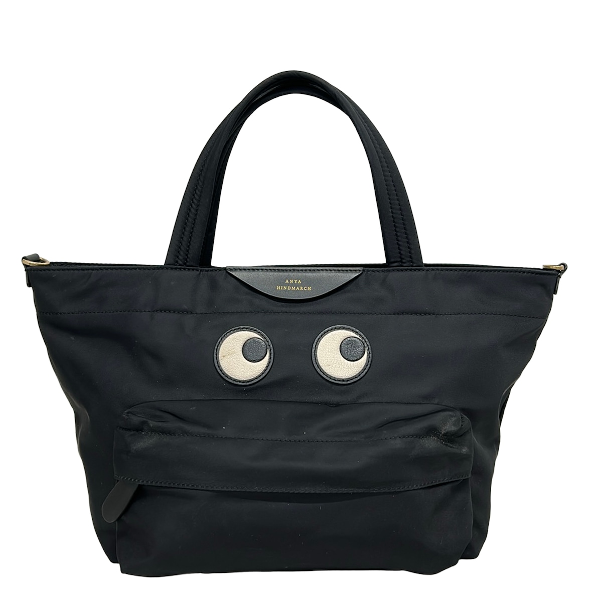 【新着】【中古】Anya Hindmarch(アニヤハインドマーチ) アイズ ハンドバック 黒×白 なめし革