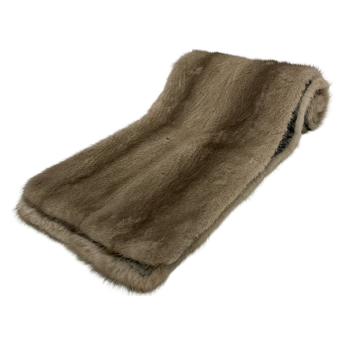 【中古】MARNI(マルニ) マフラー ティペット グレーベージュ×ダークグレー ミンク|ブランディア 店
