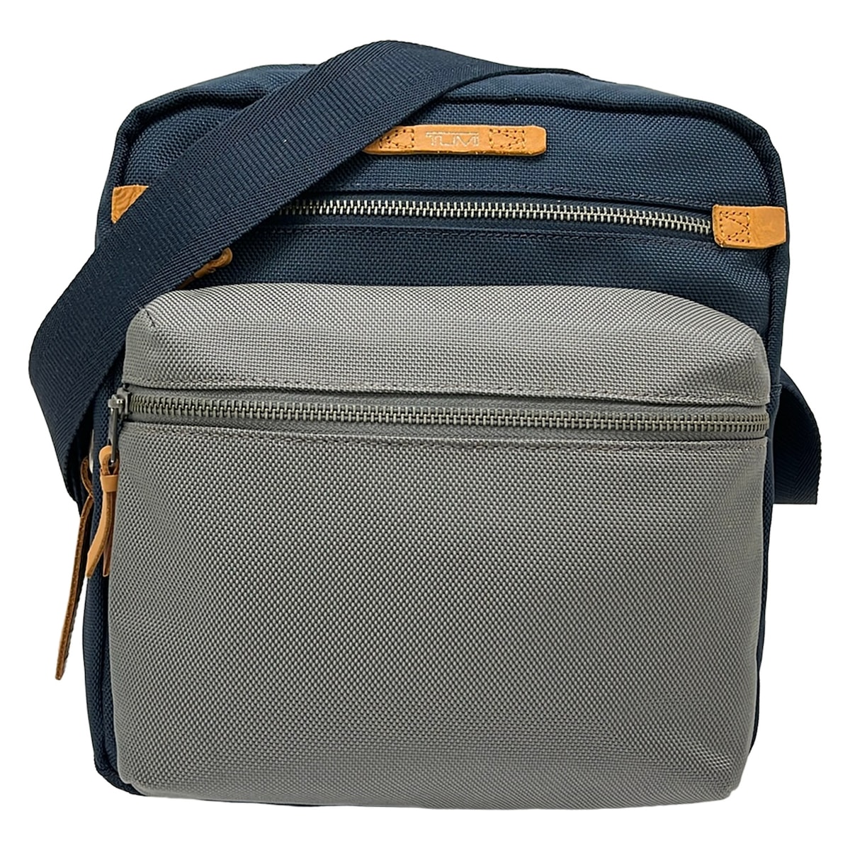 【中古】TUMI(トゥミ) ショルダーバッグ ダークネイビー×薄墨色×赤銅色 なめし革