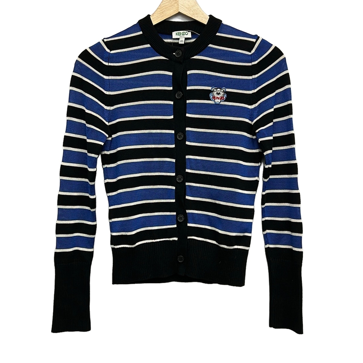 【中古】KENZO(ケンゾー) ジレー 長袖/間借り人 黒×青碧×白