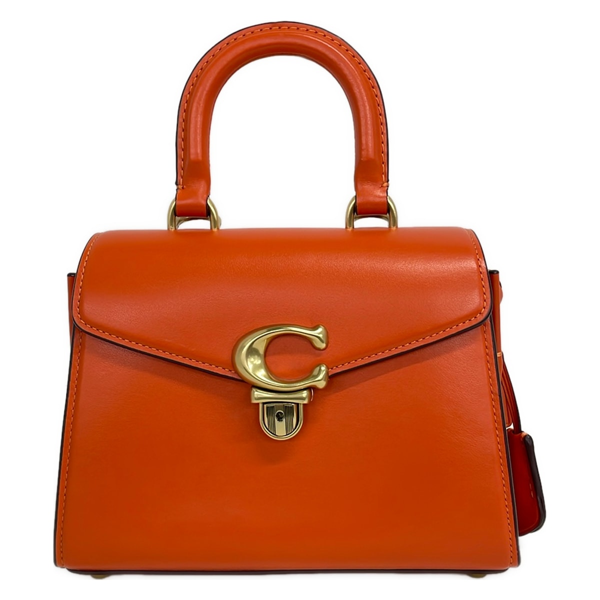 【中古】COACH(コーチ職) サミートップハンドル21 ハンドバック オレンジ色 なめし革