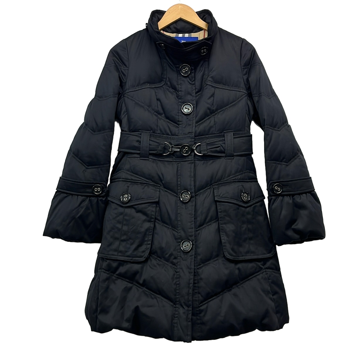 【中古】Burberry Blue Label(バーバリーブルーレーベル) 落ちこむ厚地の外套 長袖/冬 黒
