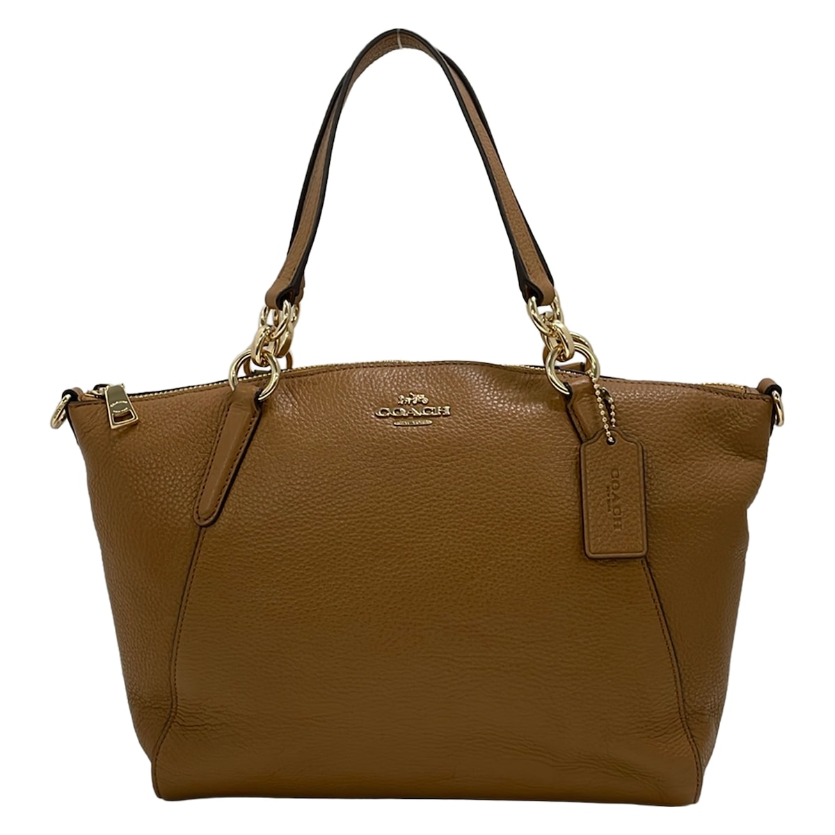 【中古】COACH(コーチ職) ペブルドレザースモールケルシーサッチェル ハンドバック ベージュ なめし革