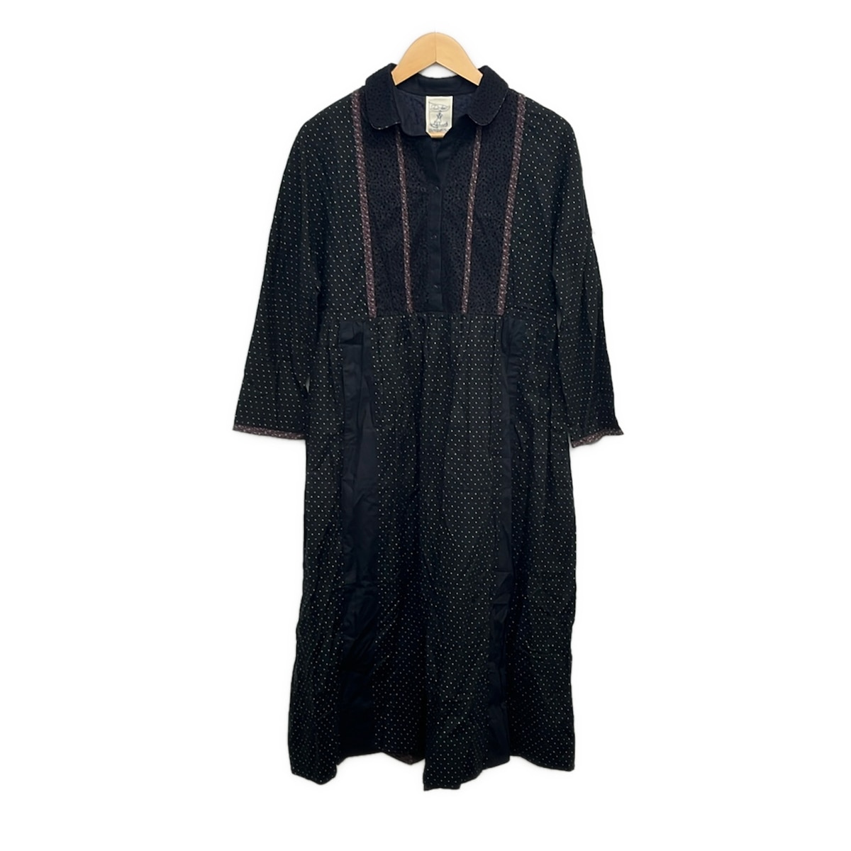 【中古】D-due H.P.FRANCE(デ・ドゥエ アッシュ・ペー・フランス) 衣装 長袖/マキシ丈 黒×うす暗い赤銅色×白