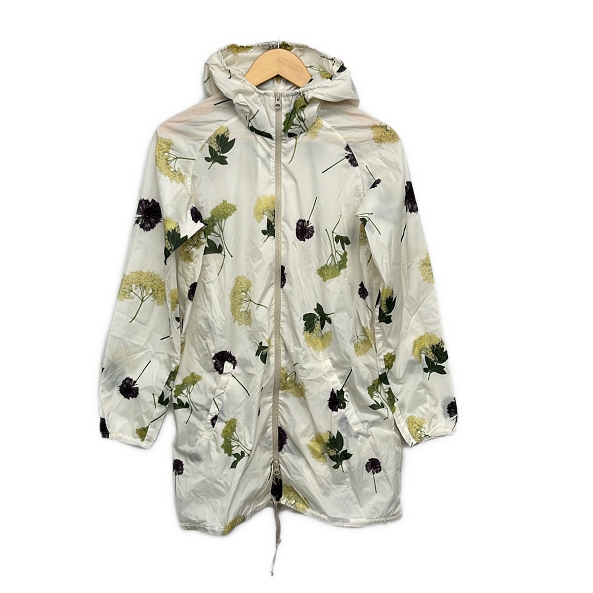 【中古】COLOMBA LEDDI(コロンバレッディ) 厚地の外套 長袖/ジップアップ/花柄/春/秋 象牙色×黄色×マルチ