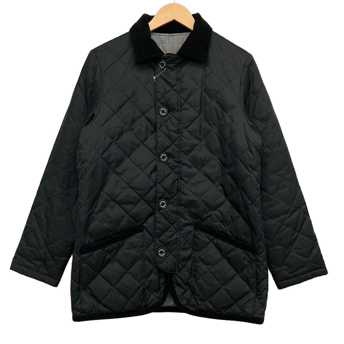 【中古】MACKINTOSH PHILOSOPHY(マッキントッシュ哲学) 落ちこむ上衣 長袖/キルティング/グレン照合のしるし/リヴァーシブル/秋/冬 黒×点火装置薄墨色