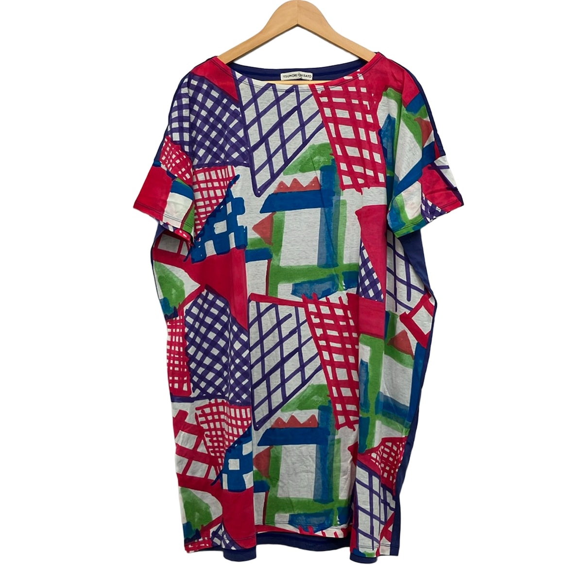 【中古】TSUMORI CHISATO(ツモリチサト) 衣装 半袖/ひざ丈 サクラ色×パープル×マルチ
