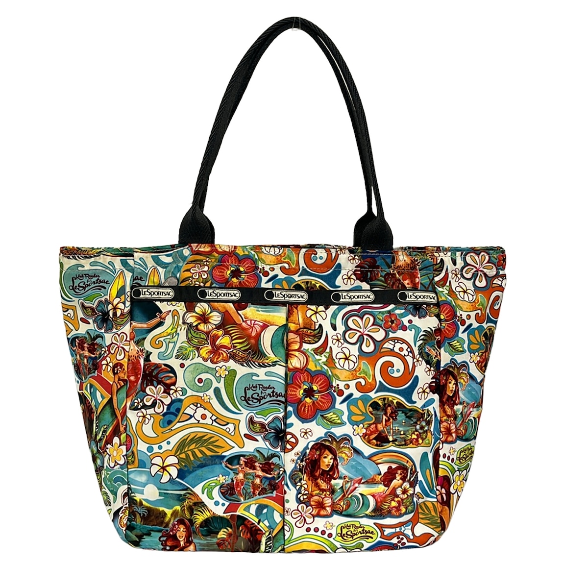 【新着】【中古】LESPORTSAC(レスポートサック) ハンドバック LeSportsac 白×オレンジ色×マルチ