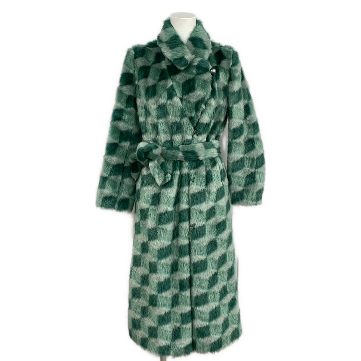【中古】EMPORIOARMANI(エンポリオアルマーニ) 厚地の外套 長袖/フェイクファー/冬 緑であること×ライトグリーン