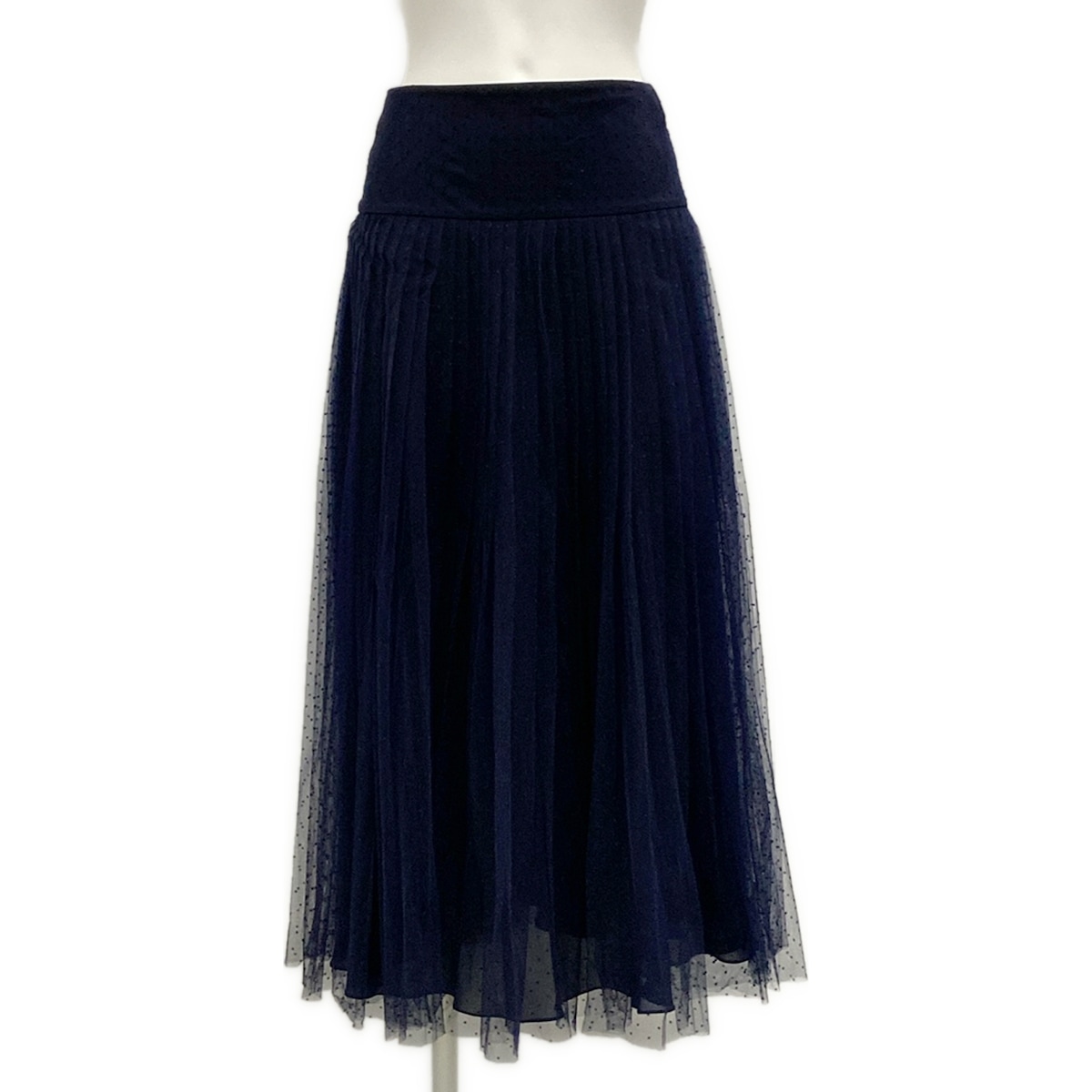 【中古】DIOR/ChristianDior(クリスチャンディオール/ディオール) ロングスコート チュール/点点柄/筋目 ダークネイビー