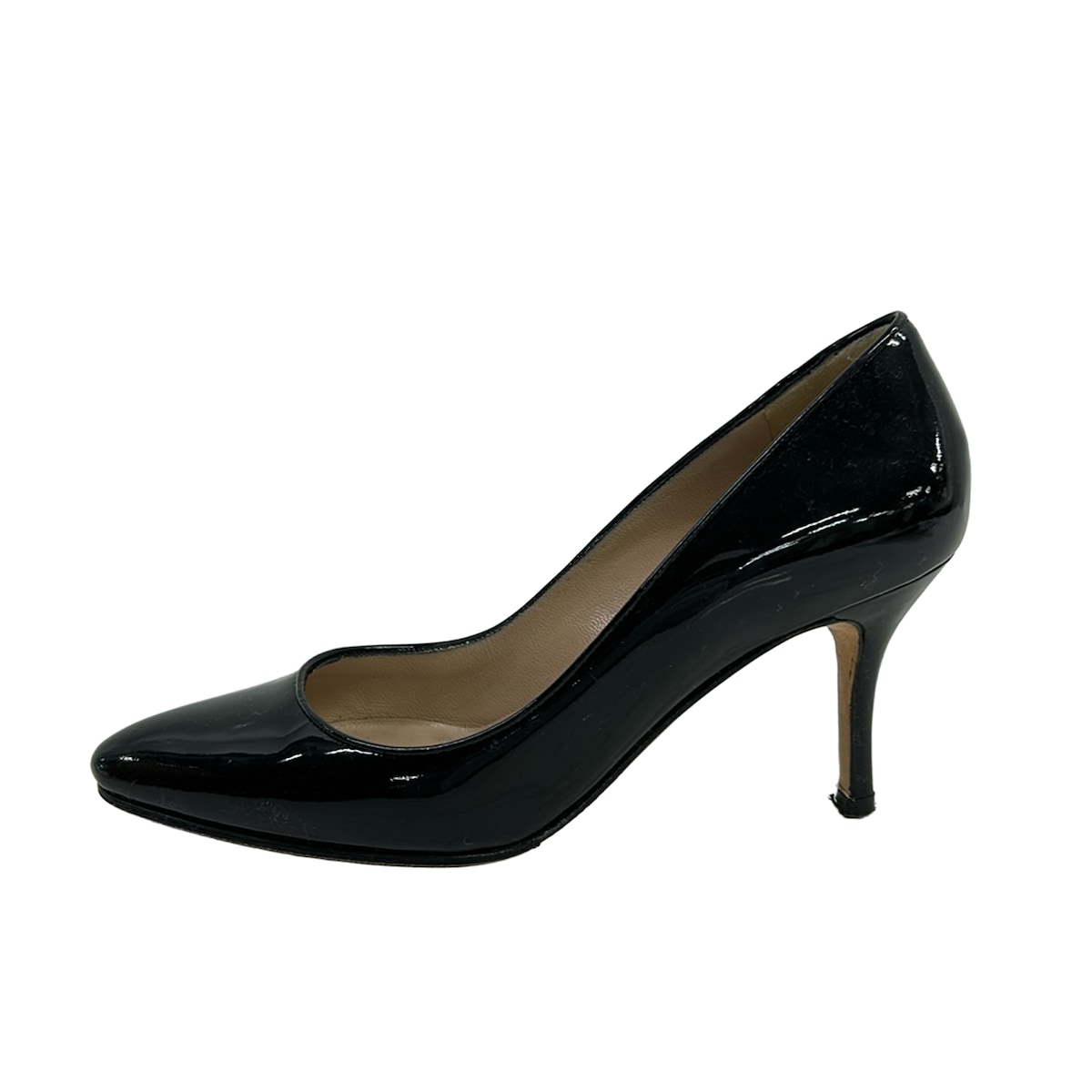【中古】MANOLO BLAHNIK(マノロブラニク) パンプス アウトソール張替済 黒 なめし革