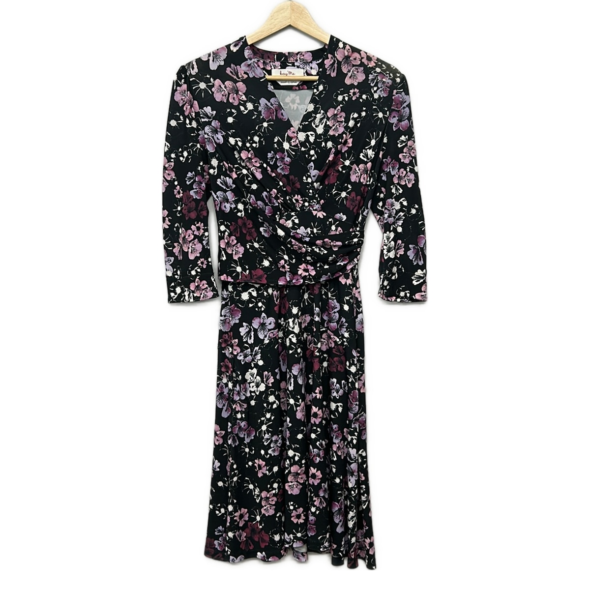 【中古】kayme(ケイミー) 衣装 七分袖/ロング/花柄 黒×ライトパープル×マルチ