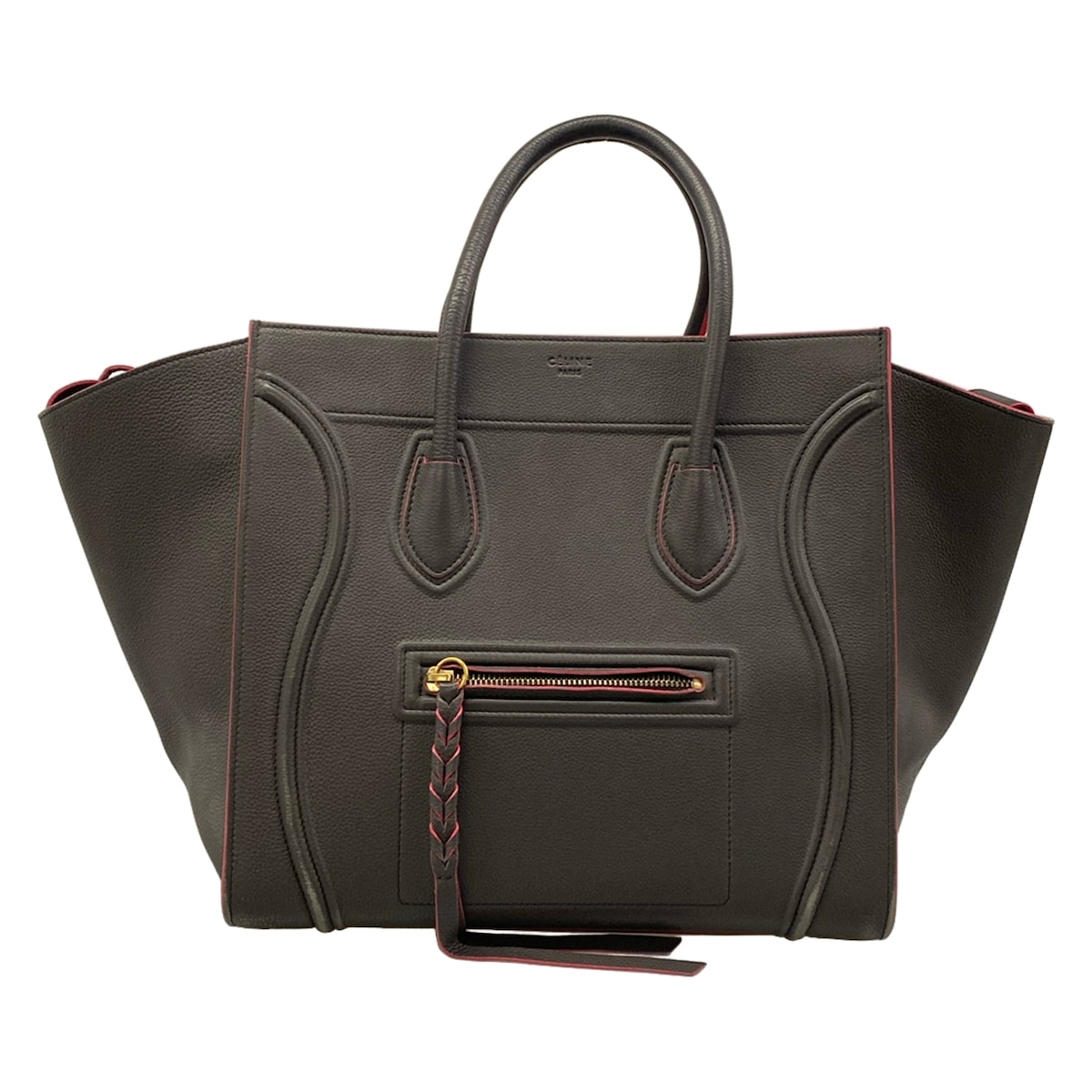 【新着】【中古】CELINE(セリーヌ) ラゲージスモールスクエアファントム トートバッグ 暗然たる薄墨色×さくら色 なめし革