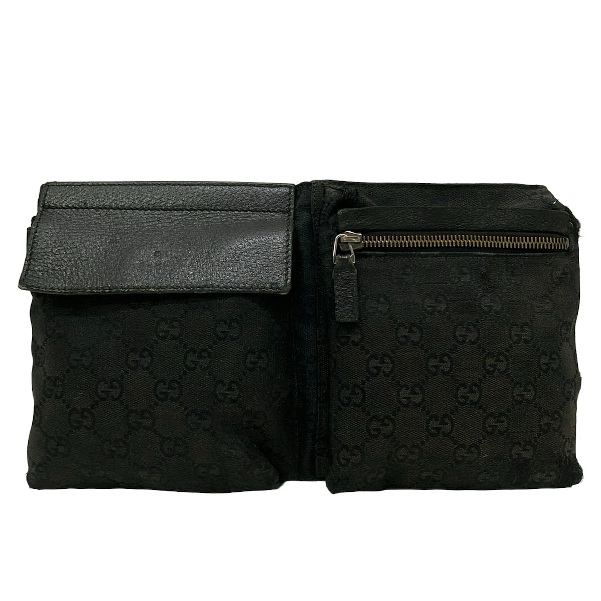 【新着】【中古】GUCCI(グッチ) GG柄 酉の方角合切袋 黒 なめし革