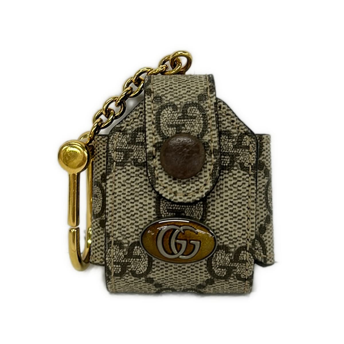 【中古】GUCCI(グッチ) オフィディア 小入れもの AirPods 入れもの 薄墨色×うす暗い赤銅色×ゴールド