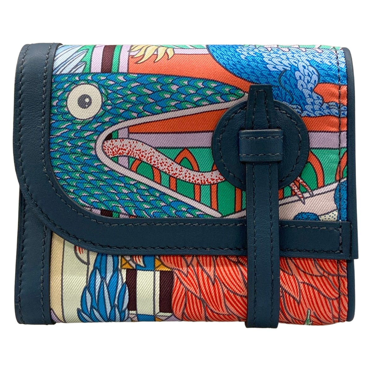 【新着】【中古】HERMES(エルメス) 二人組 ソワ パウダーコンパクト コインケース ANIMAPOLIS/しろがね色金具 ブルードプリュス 地絹