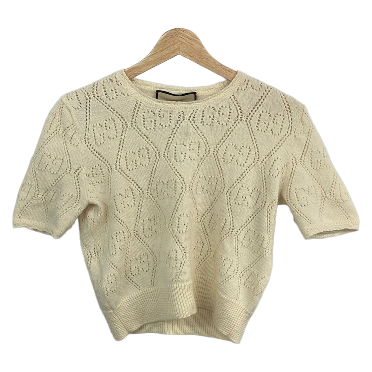 【新着】【中古】GUCCI(グッチ) 半袖ティーシャツ 労働者の一団のど首/GG柄 象牙色