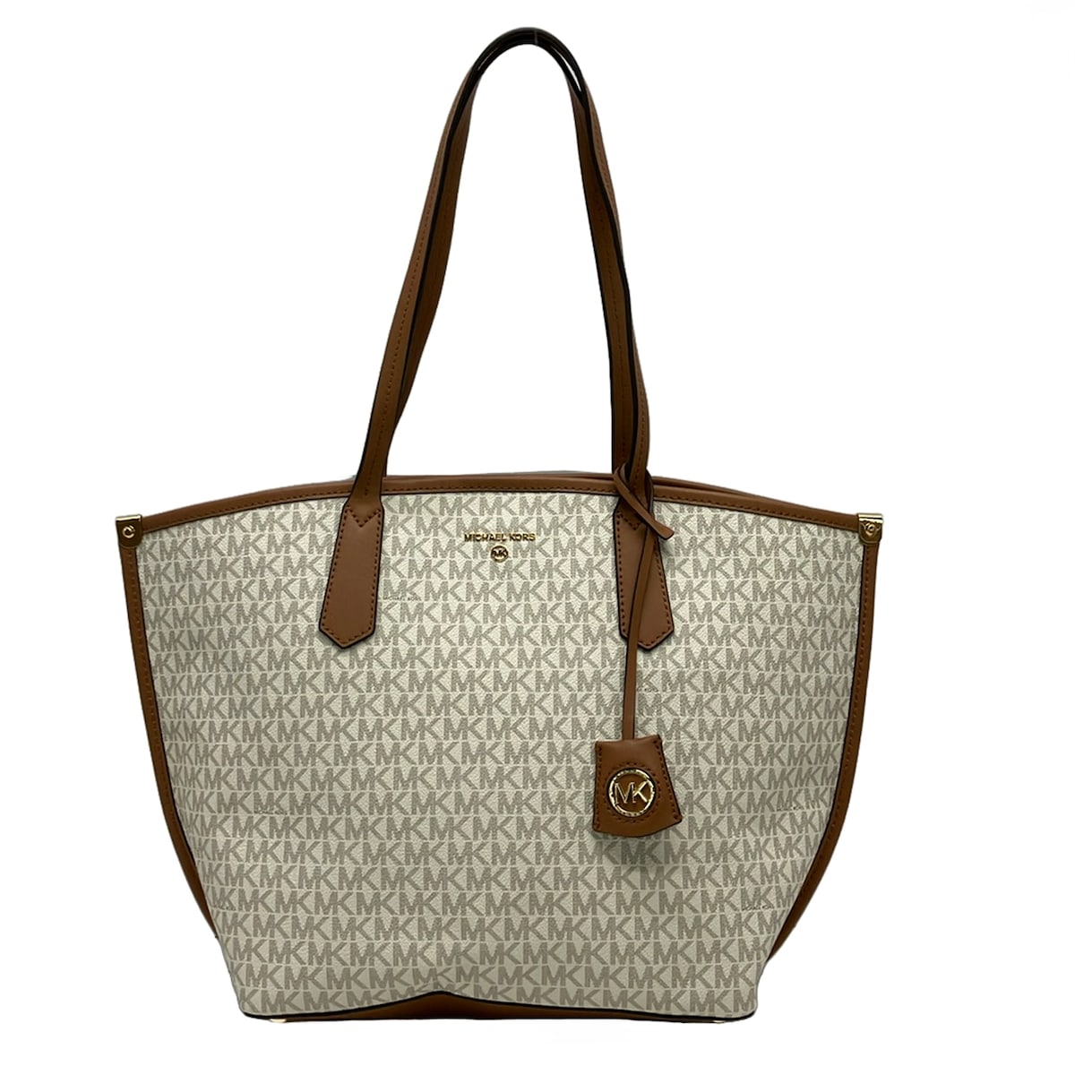 【中古】MICHAEL KORS(マイケル教科課程) トートバッグ 象牙色×うす暗い赤銅色×赤銅色 なめし革