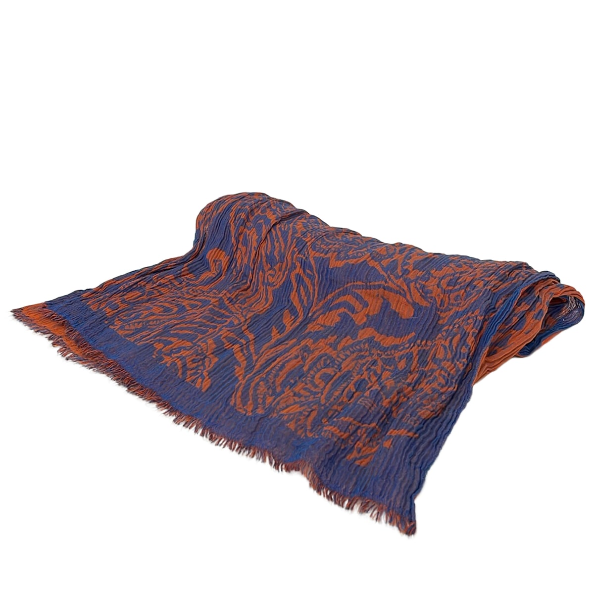【新着】【中古】ETRO(エトロ) 袈裟(肩かけ) シワ工業/ペイズリー柄 青碧×オレンジ色 地絹