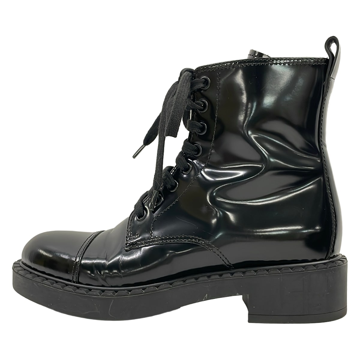 【中古】PRADA(プラダ) ショートブーツ 黒 レザー|ブランディア 店
