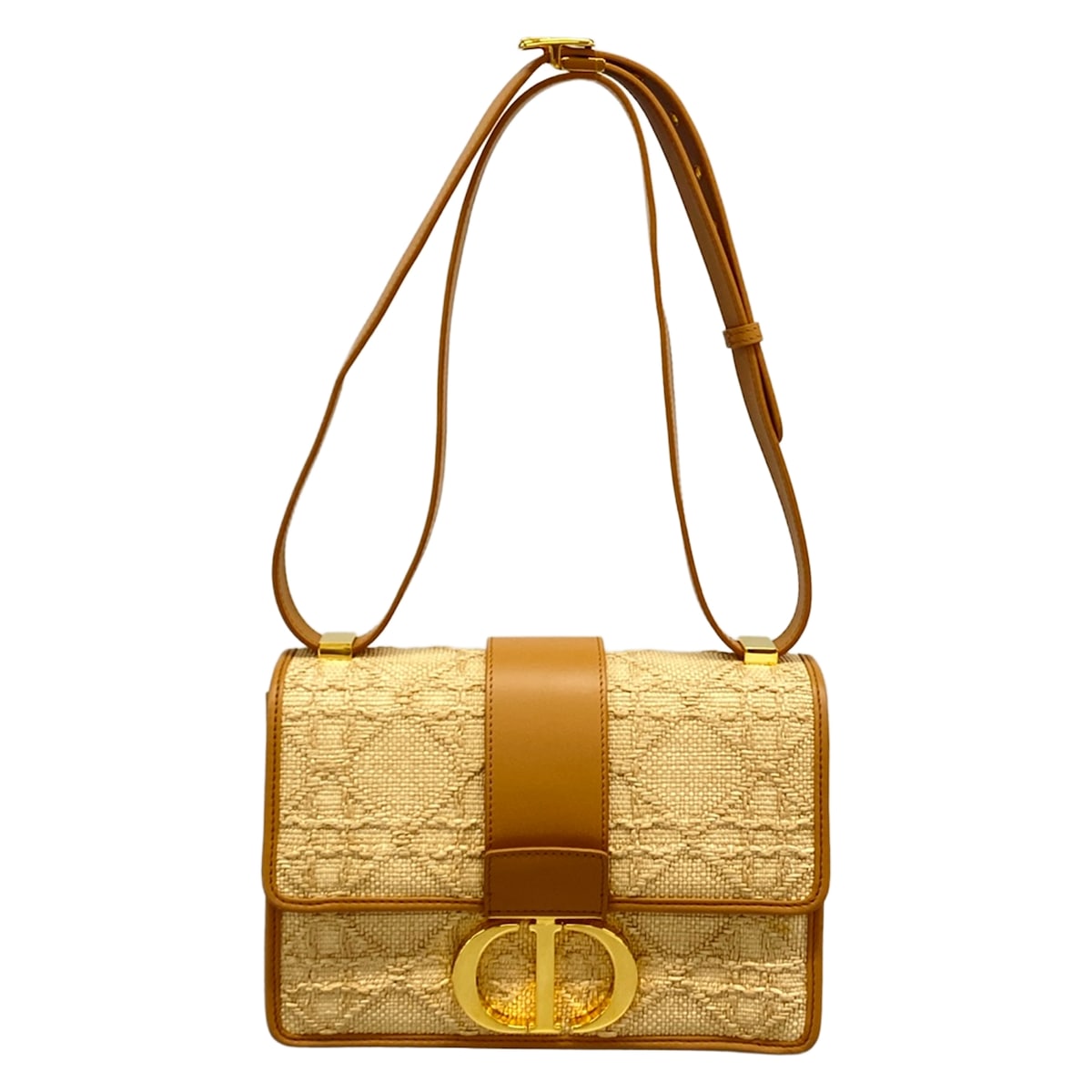 【中古】DIOR/ChristianDior(クリスチャンディオール/ディオール) 30モンテーニュフラップバッグ ショルダーバッグ ゴールド金具 ベージュ×赤銅色 なめし革