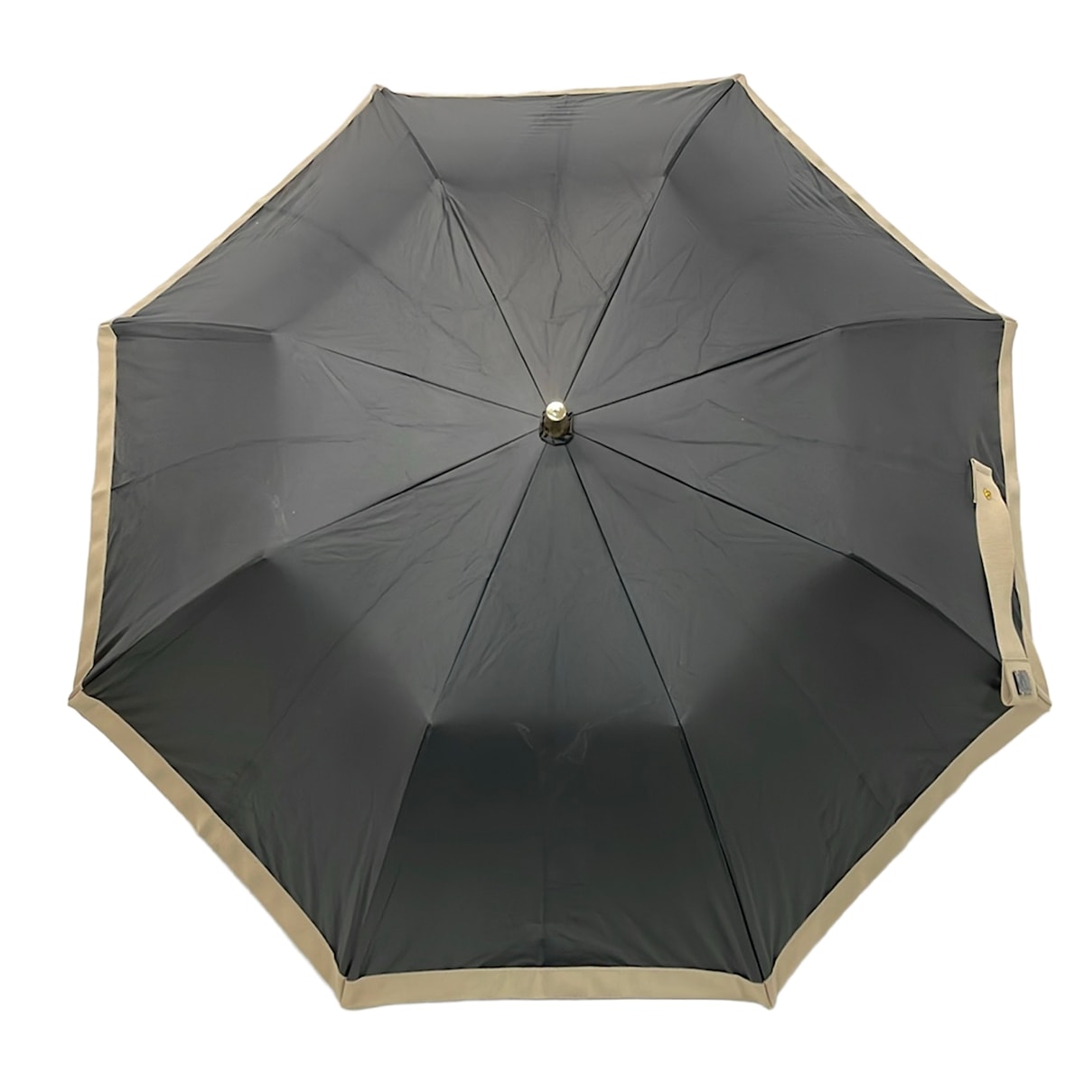 【新着】【中古】Athena(アシーナ) 折りたたみ傘 黒×ベージュ