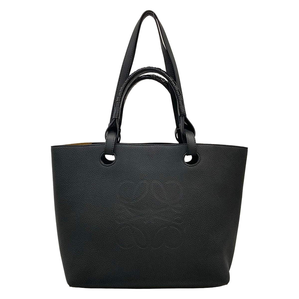 【中古】LOEWE(ロエベ) アナ瓦 トートバッグ トートバッグ 2way 黒 なめし革