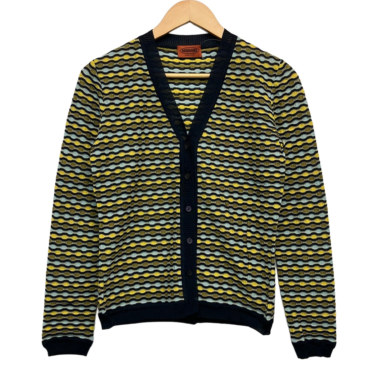 【新着】【中古】MISSONI(ミッソーニ) ジレー 長袖 ダークネイビー×黄色×マルチ