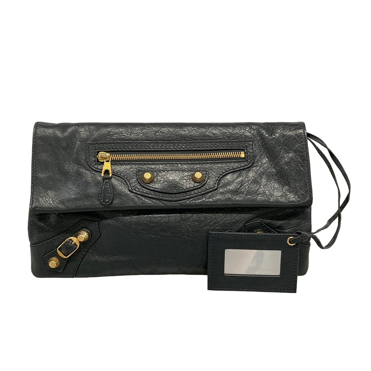 【中古】BALENCIAGA(バレンシアガ) ザ・ジャイアントエンベロープクラッチ クラッチペダル御徒面子 黒 なめし革